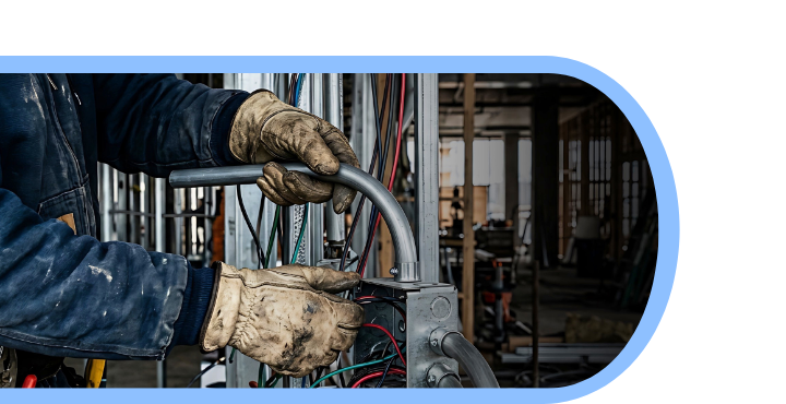 Electrical contractor installing equipment