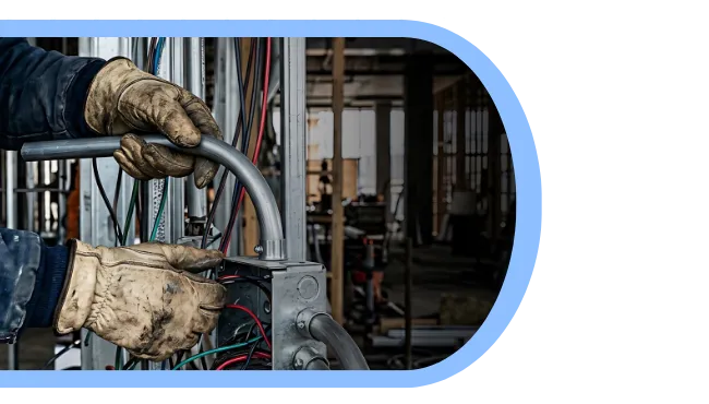 Electrical contractor installing equipment